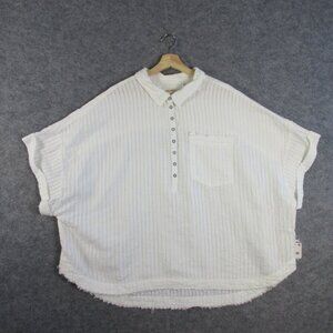 Free People White Short Sleeve Top.  Size Large.  Fits very oversized.